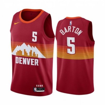 Men Nike Denver Nuggets 5 Will Barton Red NBA Swingman 2020 21 City Edition Jersey