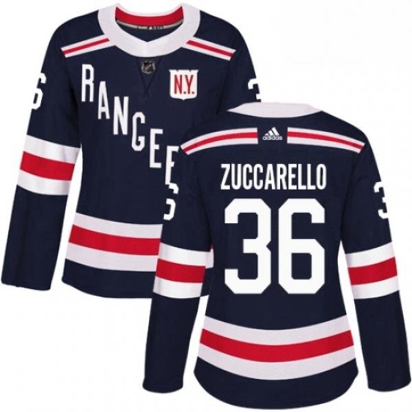 Womens Adidas New York Rangers 36 Mats Zuccarello Authentic Navy Blue 2018 Winter Classic NHL Jersey