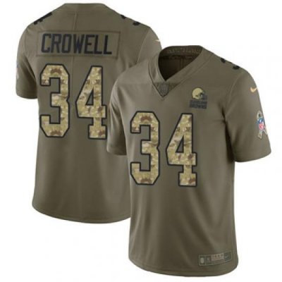 Nike Browns #34 Isaiah Crowell Olive Camo Mens Stitched NFL Limited 2017 Salute To Service Jersey