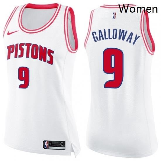 Womens Nike Detroit Pistons 9 Langston Galloway Swingman WhitePink Fashion NBA Jersey