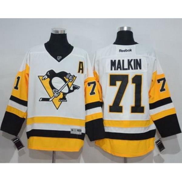 Penguins #71 Evgeni Malkin White New Away Stitched NHL Jersey