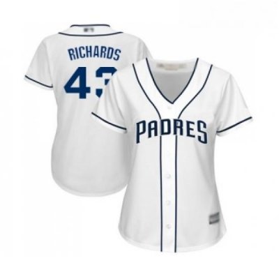 Womens San Diego Padres 43 Garrett Richards Replica White Home Cool Base Baseball Jersey