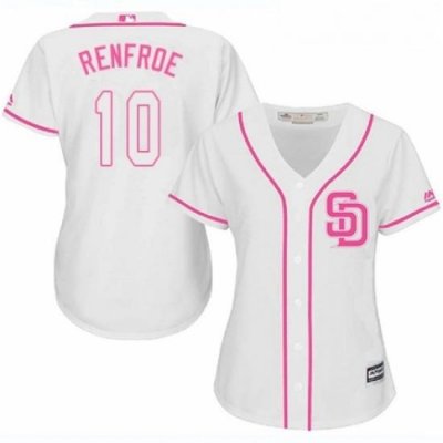 Womens Majestic San Diego Padres 10 Hunter Renfroe Authentic White Fashion Cool Base MLB Jersey