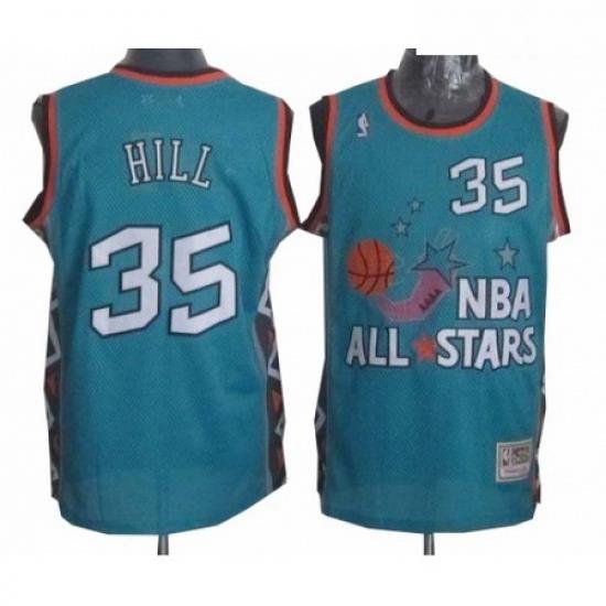 Mens Mitchell and Ness Detroit Pistons 35 Grant Hill Authentic Light Blue 1996 All Star Throwback NBA Jersey