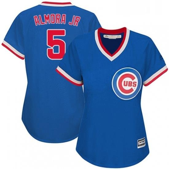 Womens Majestic Chicago Cubs 5 Albert Almora Jr Authentic Royal Blue Cooperstown MLB Jersey