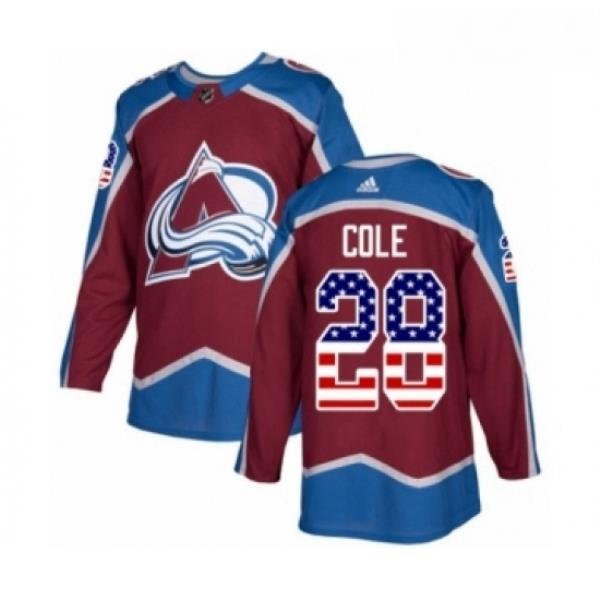 Youth Adidas Colorado Avalanche 28 Ian Cole Authentic Burgundy Red USA Flag Fashion NHL Jersey