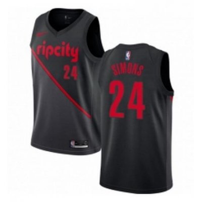 Womens Nike Portland Trail Blazers 24 Anfernee Simons Swingman Black NBA Jersey 2018 19 City Edition