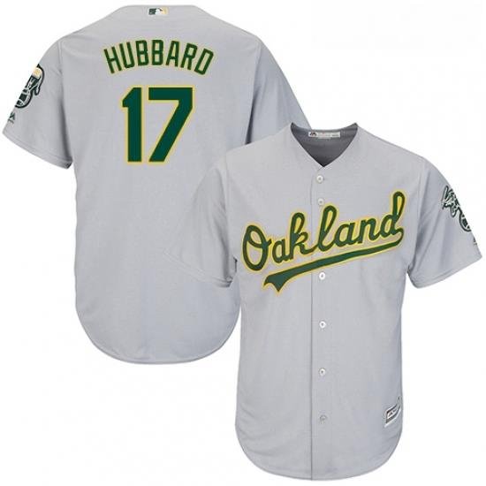 Youth Majestic Oakland Athletics 17 Glenn Hubbard Authentic Grey Road Cool Base MLB Jersey