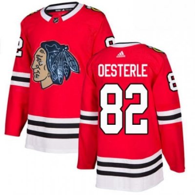 Mens Adidas Chicago Blackhawks 82 Jordan Oesterle Authentic Red Fashion Gold NHL Jersey