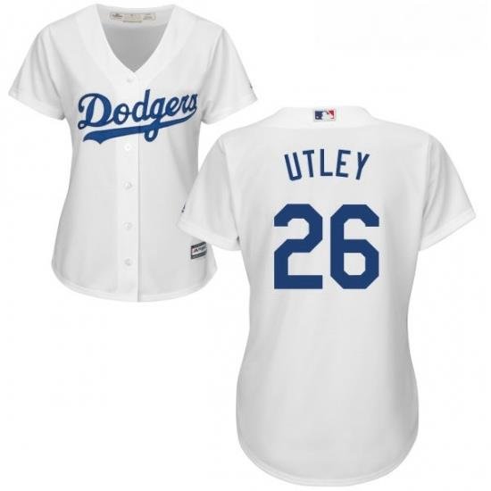 Womens Majestic Los Angeles Dodgers 26 Chase Utley Authentic White Home Cool Base MLB Jersey