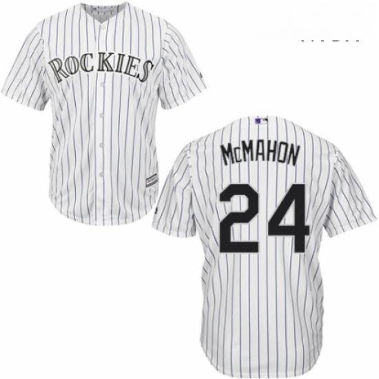 Mens Majestic Colorado Rockies 24 Ryan McMahon Replica White Home Cool Base MLB Jersey