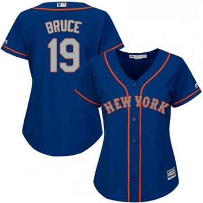 Womens Majestic New York Mets 19 Jay Bruce Authentic Royal Blue Alternate Road Cool Base MLB Jersey