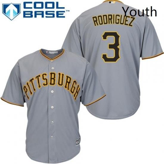 Youth Majestic Pittsburgh Pirates 3 Sean Rodriguez Authentic Grey Road Cool Base MLB Jersey