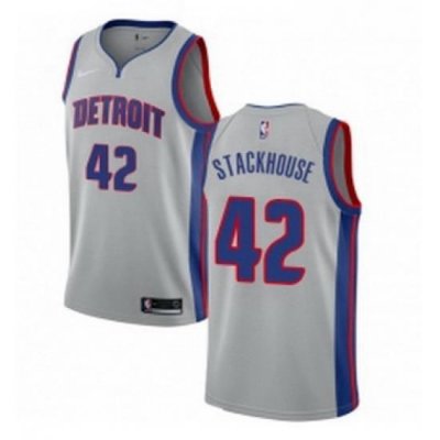 Womens Nike Detroit Pistons 42 Jerry Stackhouse Authentic Silver NBA Jersey Statement Edition