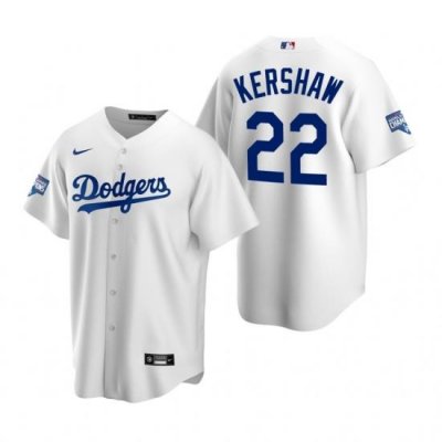 Youth Los Angeles Dodgers 22 Clayton KershaW White 2020 World Series Champions Replica Jersey