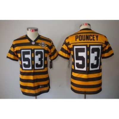 Youth Nike NFL Pittsburgh Steelers #53 Maurkice Pouncey YelloW-Black 80th Patch Limited Jerseys