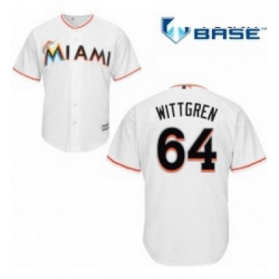 Youth Majestic Miami Marlins 64 Nick Wittgren Authentic White Home Cool Base MLB Jersey