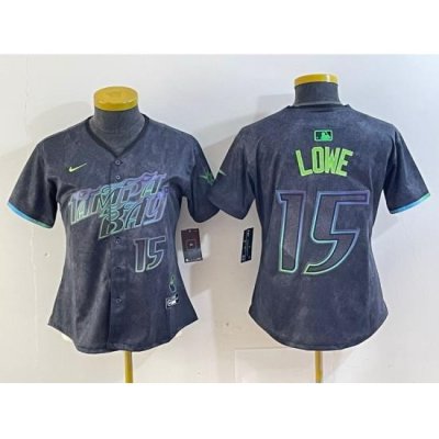 Women Tampa Bay Rays 15 Josh LoWe Charcoal 2024 City Connect Limited Stitched Baseball Jersey 4