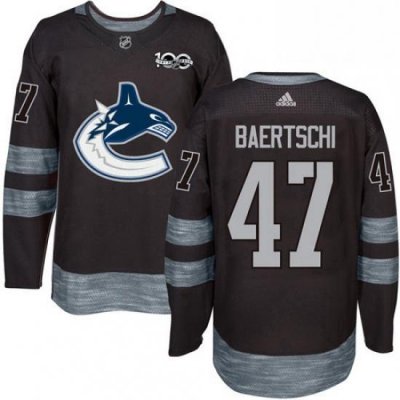 Mens Adidas Vancouver Canucks 47 Sven Baertschi Premier Black 1917 2017 100th Anniversary NHL Jersey