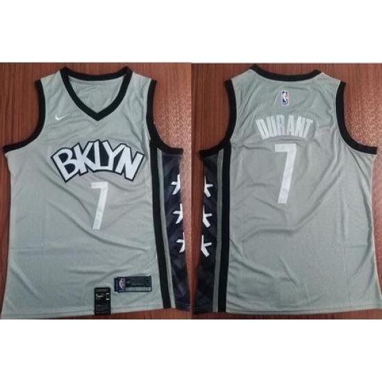 Men Brooklyn Nets 7 Kevin Durant Gray Nike Swingman Jersey