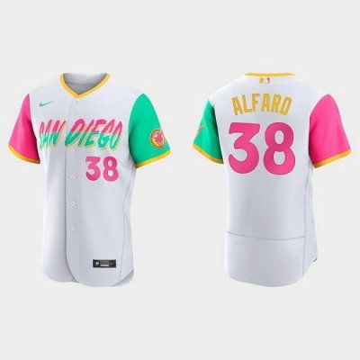 Men San Diego Padres 38 Jorge Alfaro 2022 White City Connect Flex Base Stitched Baseball Jersey