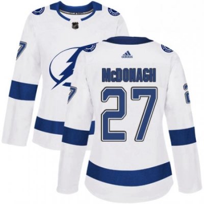 Womens Adidas Tampa Bay Lightning 27 Ryan McDonagh Authentic White Away NHL Jersey