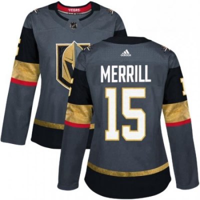 Womens Adidas Vegas Golden Knights 15 Jon Merrill Authentic Gray Home NHL Jersey