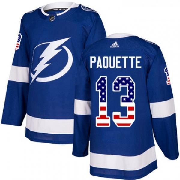 Youth Adidas Tampa Bay Lightning 13 Cedric Paquette Authentic Blue USA Flag Fashion NHL Jersey