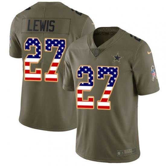 Nike Cowboys #27 Jourdan Lewis Olive Mens USA Flag 2017 Salute to Service NFL Limited Jersey