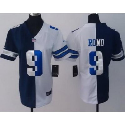 Women Nike Dallas CoWboys #9 Tony Romo Blue White Split NFL Jerseys