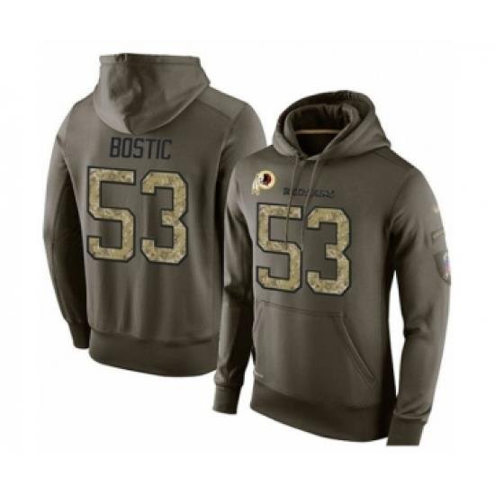 Football Mens Washington Redskins 53 Jon Bostic Green Salute To Service Pullover Hoodie