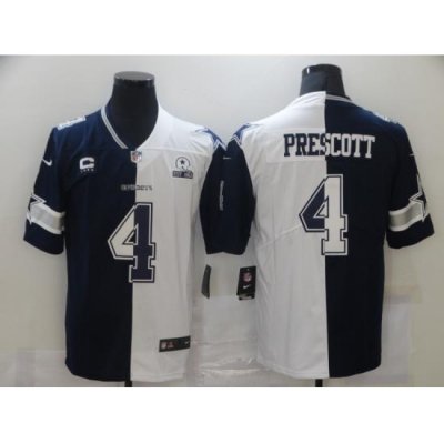 Men Nike Cowboys Dak Prescott 4 Blue White Split Stitched With Established In 1960 Patch NFL Vapor Untouchable Limited Jersey