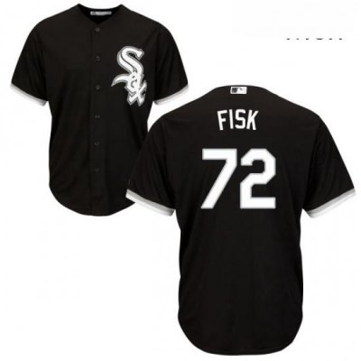 Mens Majestic Chicago White Sox 72 Carlton Fisk Replica Black Alternate Home Cool Base MLB Jersey