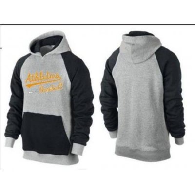 MLB Men Nike Oakland Athletics Pullover Hoodie GreyBlack