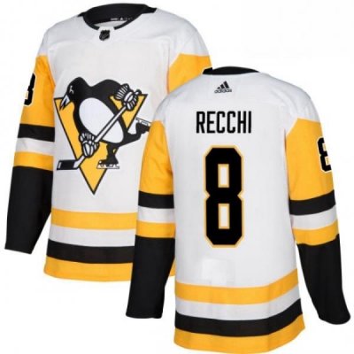 Mens Adidas Pittsburgh Penguins 8 Mark Recchi Authentic White Away NHL Jersey