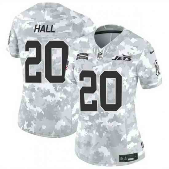 Women New York Jets 20 Breece Hall 2024 F U S E Arctic Camo Salute To Service Limited Stitched Jersey