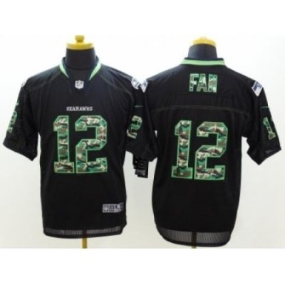 Nike Seattle Seahawks 12 Fan Black Elite Camo Fashion NFL Jersey