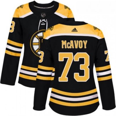 Womens Adidas Boston Bruins 73 Charlie McAvoy Authentic Black Home NHL Jersey