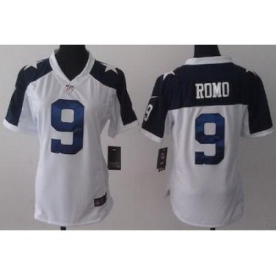 Women Nike Dallas CoWboys 9 Tony Romo White Thanksgivings NFL Jerseys