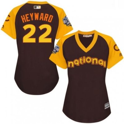 Womens Majestic Chicago Cubs 22 Jason Heyward Authentic Brown 2016 All Star National League BP Cool Base MLB Jersey