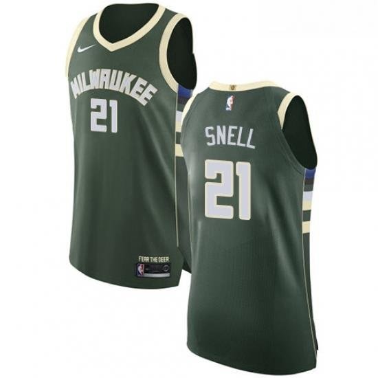 Youth Nike Milwaukee Bucks 21 Tony Snell Authentic Green Road NBA Jersey Icon Edition