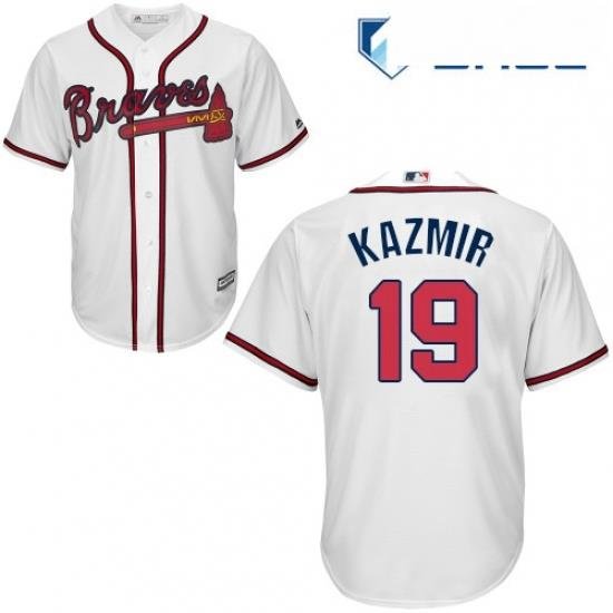 Youth Majestic Atlanta Braves 19 Scott Kazmir Replica White Home Cool Base MLB Jersey