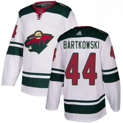 Mens Adidas Minnesota Wild 44 Matt Bartkowski Authentic White Away NHL Jersey