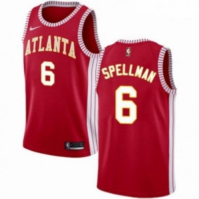 Mens Nike Atlanta Hawks 6 Omari Spellman Swingman Red NBA Jersey Statement Edition