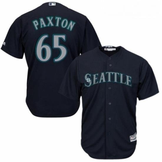 Youth Majestic Seattle Mariners 65 James Paxton Authentic Navy Blue Alternate 2 Cool Base MLB Jersey