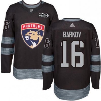 Mens Adidas Florida Panthers 16 Aleksander Barkov Authentic Black 1917 2017 100th Anniversary NHL Jersey