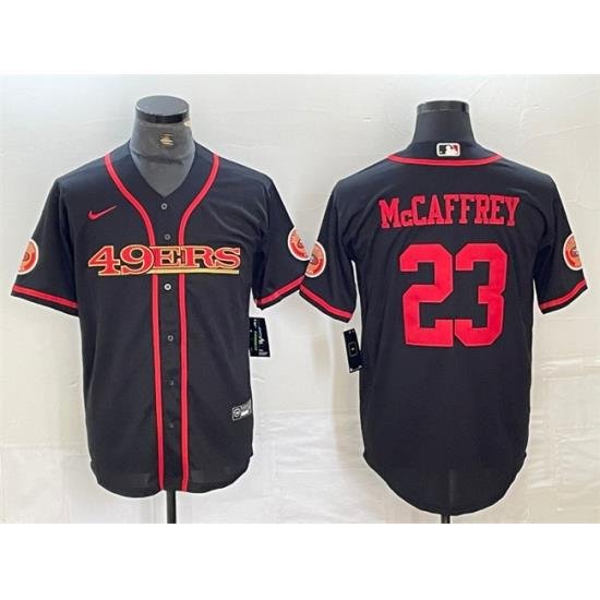 Men San Francisco 49ers 23 Christian McCaffrey Black With Patch Cool Base Stitched Baseball Jersey