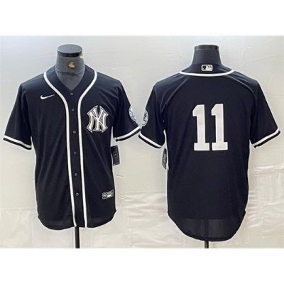 Men NeW York Yankees 11 Anthony Volpe Black Cool Base Stitched Baseball Jersey 3