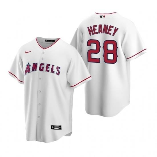 Mens Nike Los Angeles Angels 28 AndreW Heaney White Home Stitched Baseball Jerse