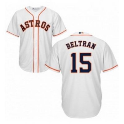 Youth Majestic Houston Astros 15 Carlos Beltran Replica White Home Cool Base MLB Jersey